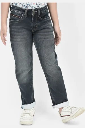 Crimsoune Club Boys Clean Look Whiskers & Chevrons Heavy Fade Slim Fit Stretchable Jeans