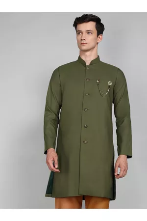 Avaeta Mandarin Collar Cotton Sherwani Set