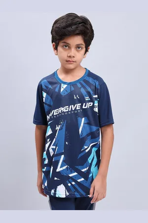 TECHNOSPORT Boys Typography Printed Antimicrobial Slim Fit Sports T-shirt