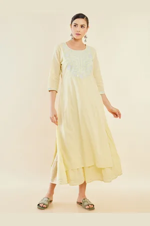 Soch Ethnic Motifs Embroidered Cotton A Line Ethnic Dress