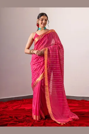 Triyah Striped Woven Design Zari Soft Bhagalpuri Saree