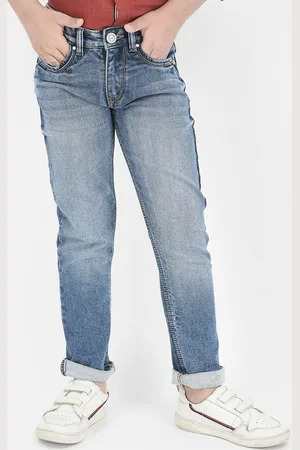 Crimsoune Club Boys Clean Look Whiskers & Chevrons Heavy Fade Slim Fit Stretchable Jeans