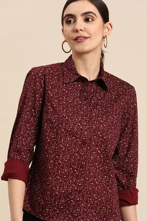 DENNISON Women Maroon Smart Slim Fit Floral Opaque Printed Casual Shirt