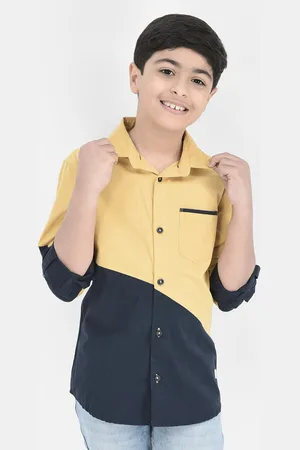Crimsoune Club Boys Standard Slim Fit Colourblocked Pure Cotton Casual Shirt