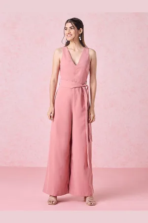 20Dresses Pink V-Neck Sleeveless Basic Jumpsuit