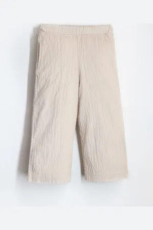 Cherry Crumble Kids Girls Self Design Cotton Culottes Trousers