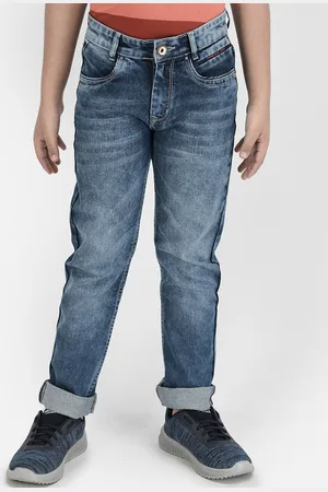 Crimsoune Club Boys Clean Look Whiskers & Chevrons Heavy Fade Slim Fit Stretchable Jeans