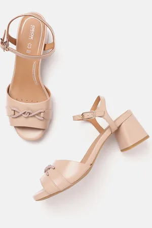 Geox D Genziana Mid Women Solid Leather Block Sandals