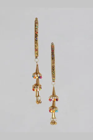 Anouk Set of 2 Gold-Plated Textured Bangles with Latkan Detail