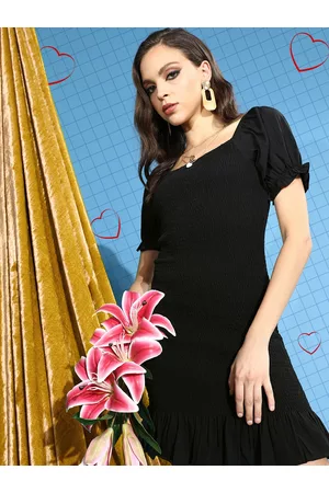 Berrylush Black Crepe Mini Dress