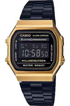 Casio Vintage A168WEGB-1BDF Black Digital Dial Black Stainless Steel Band D148