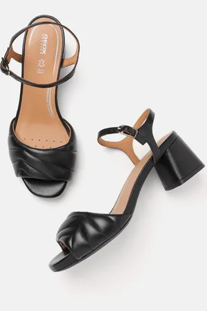Geox D Genziana Mid Women Textured Leather Block Sandals