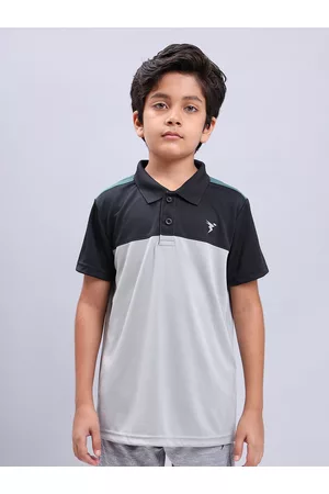 TECHNOSPORT Boys Polo Collar Antimicrobial Slim Fit T-shirt