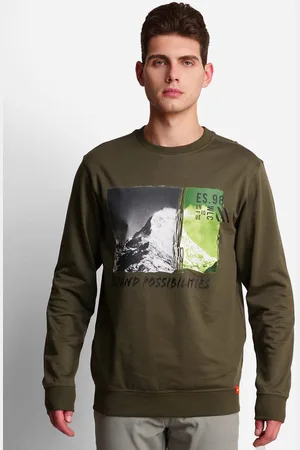 Wildcraft Men Olive Green Printed Cotton Sweatshirt