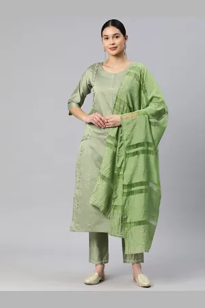RAJGRANTH Women Ethnic Motifs Embroidered Thread Work Kurta with Trousers & Dupatta