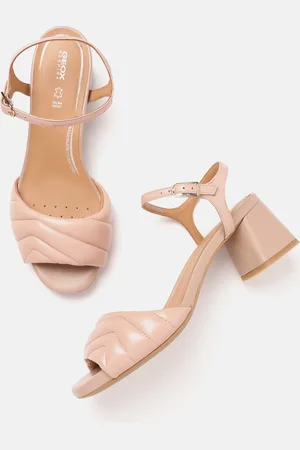 Geox D Genziana Mid Women Textured Leather Block Sandals