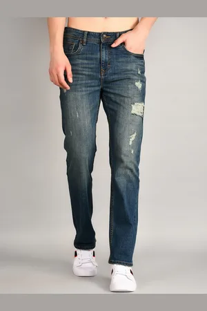 Tim Men Mildly Distressed Light Fade Whiskers Cotton Relaxed Fit Stretchable Jeans