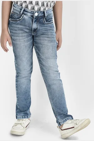 Crimsoune Club Boys Clean Look Whiskers & Chevrons Heavy Fade Slim Fit Stretchable Jeans