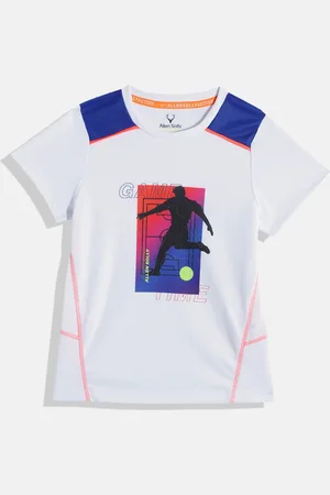 Allen Solly Boys Football Sports Print Knitted T-shirt With Shoulder Taping Detail