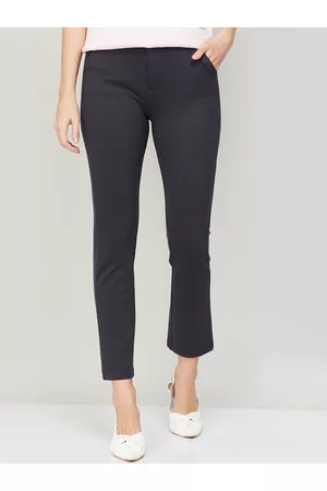 Xpose Women Comfort Straight Fit High-Rise Cigarette Trousers