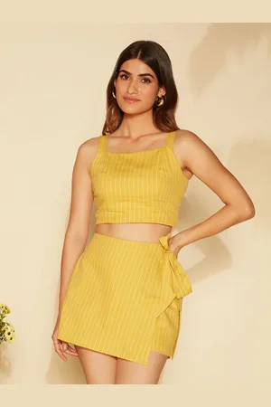 20Dresses Yellow Striped Linen Top With Skirt