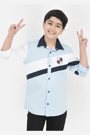 Crimsoune Club Boys Colourblocked Standard Slim Fit Opaque Casual Shirt