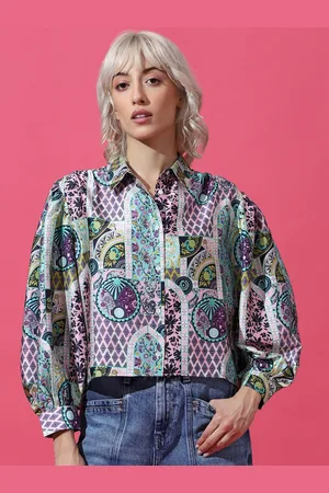 ONLY Onlpaige LS Shirt Collar Ethnic Motifs Printed Casual Shirt