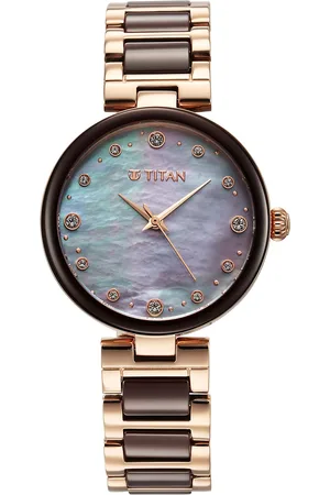 Titan Women Dial & Stainless Steel Bracelet Style Straps Analogue Watch 95214KD03
