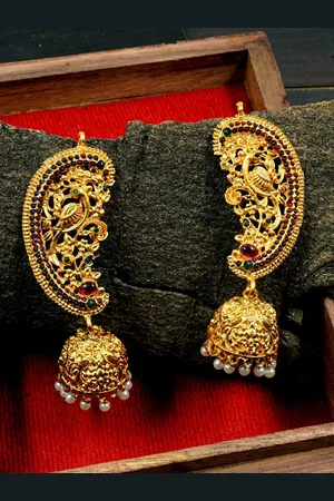 GRIIHAM Gold-Plated Contemporary Jhumkas Earrings