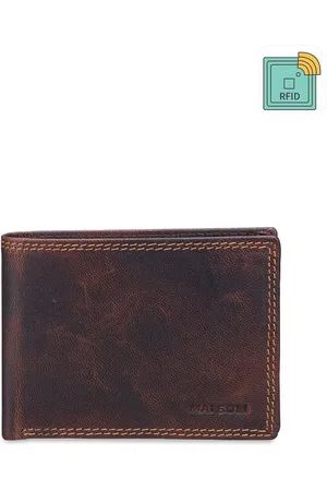 MAI SOLI Men Brown Genuine Leather RFID Protected Dark Vintage Two Fold Wallet