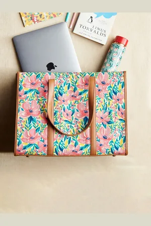 TEAL Floral Printed Oversized Shopper Shoulder Bag