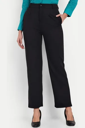 Broadstar Women Tailored Straight Fit High-Rise Formal Trousers