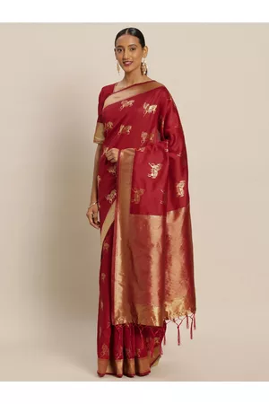 Kalini Ethnic Motifs Woven Design Zari Banarasi Saree