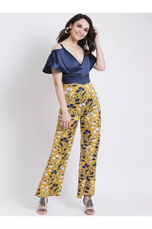 Kazo Women Blue & Mustard Printed Jumpsuit