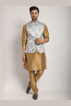 Kaifoo Mandarn Collar Kurta with Churidar & Jacket