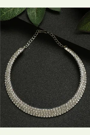 Sangria Silver-Plated Stone-Studded Necklace