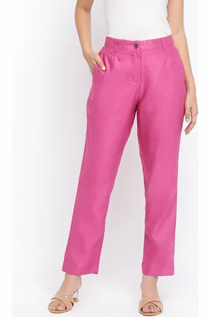Fabindia Women Pink Slim Fit Trousers