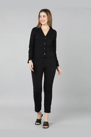 Golden Kite Women Lapel Collar Shirt With Trousers