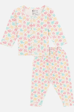BodyCare Boys White, pink & Blue Printed Pure Cotton Thermal Set
