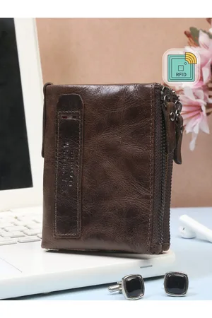 Teakwood Leathers Unisex Brown Leather RFID Protected Two Fold Wallet