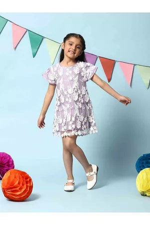 Biba Girls Self Design A-Line Dress