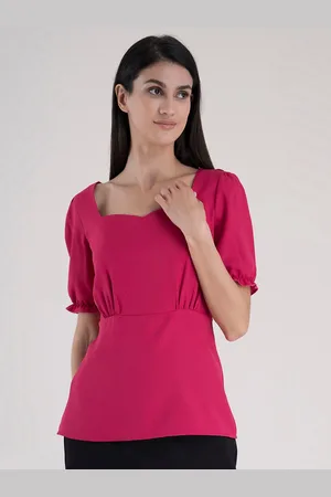 FableStreet Women Fuchsia Cinched Waist Top