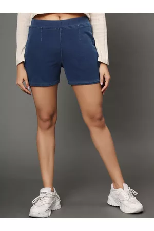 AngelFab Women Mid-Rise Cotton Denim Shorts
