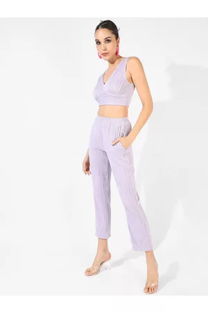 Campus Purple Textured Top & Trousers