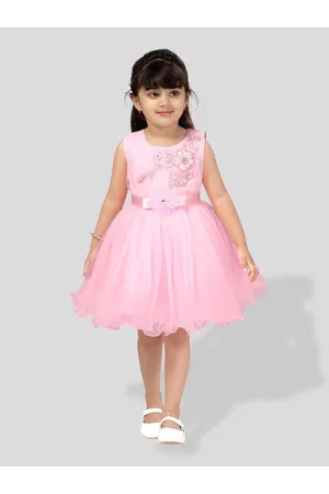 BAESD Girls Embellished Gathered Or Pleated Net Fit & Flare Party Dress