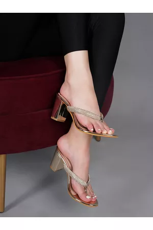 SHEZONE Embellished Block Heels