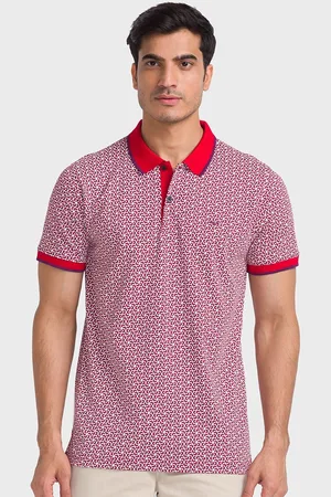 ColorPlus Geometric Printed Polo Collar Slim Fit Cotton T-shirt