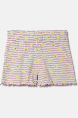 Benetton Girls Horizontal Striped Cotton Shorts