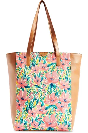 TEAL Floral Printed Oversized Shopper Tote Bag