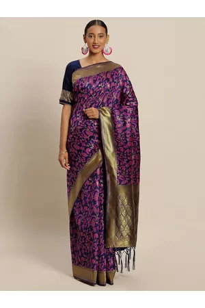 Kalini Ethnic Motifs Woven Design Zari Banarasi Saree